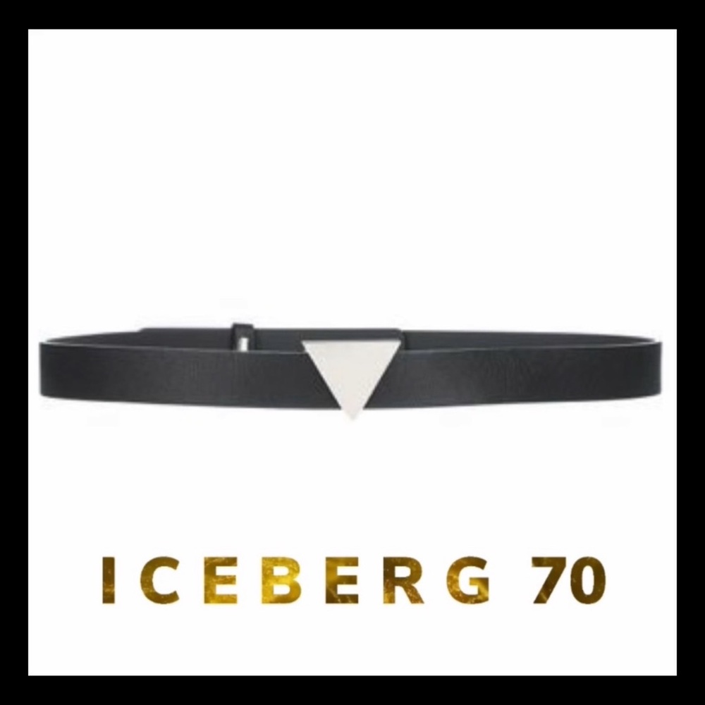 Iceberg Belt In Elastic Leather Trim and Gold Hardware Buckle with Logo - 70 / S